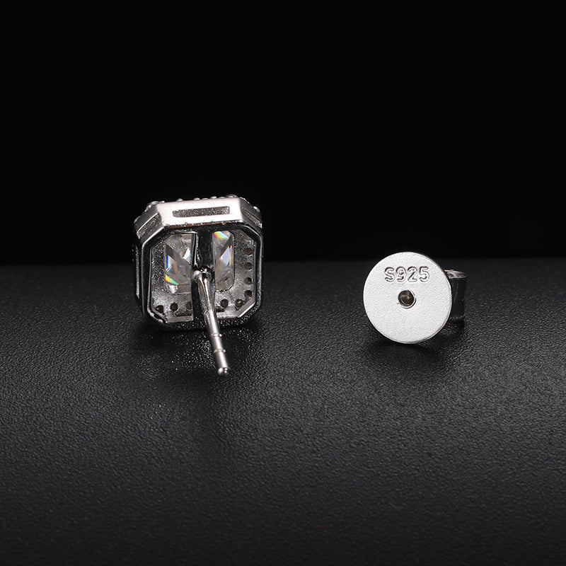 Moissanite Asscher Pavé Earrings
