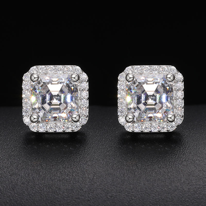 Moissanite Asscher Pavé Earrings