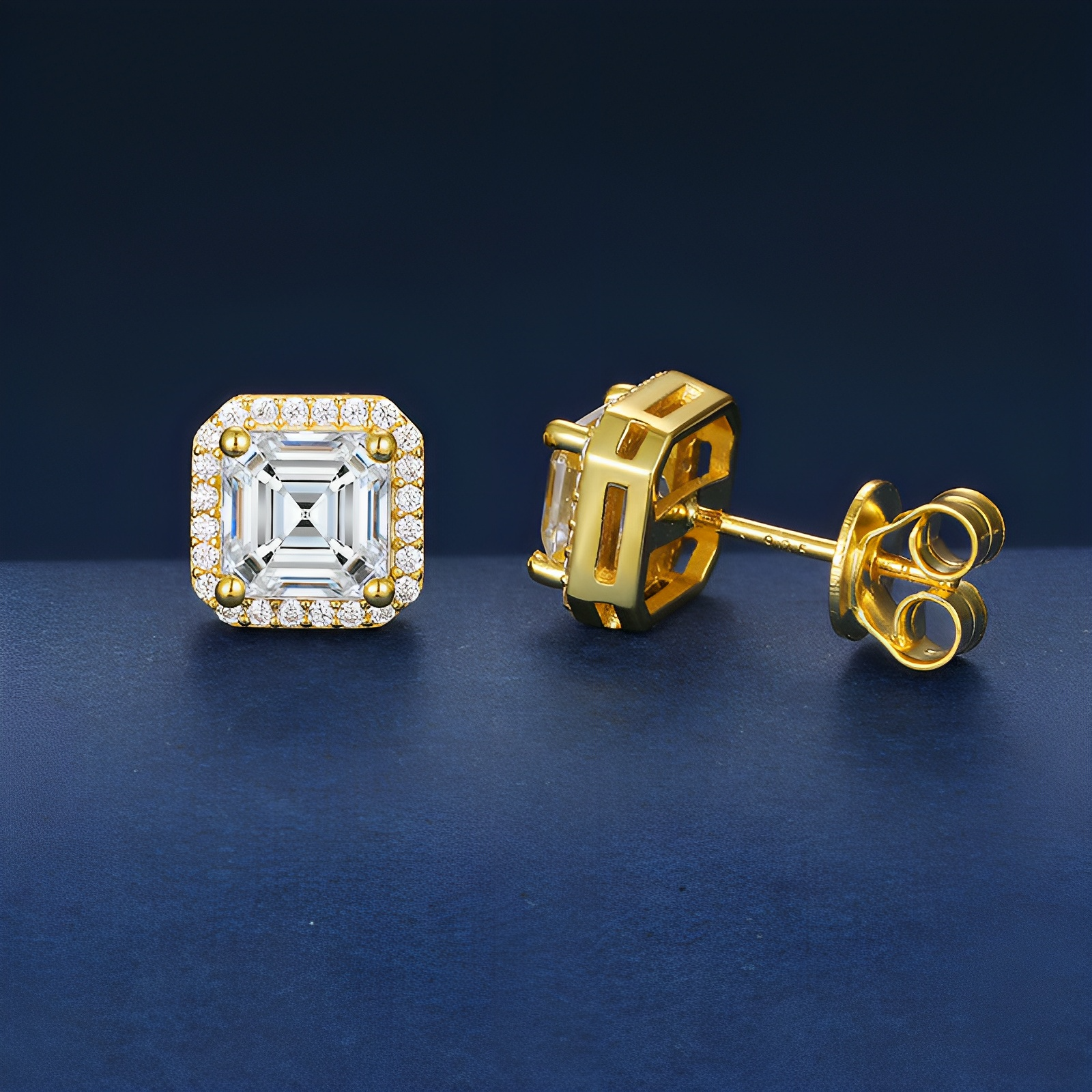 Moissanite Asscher Pavé Earrings