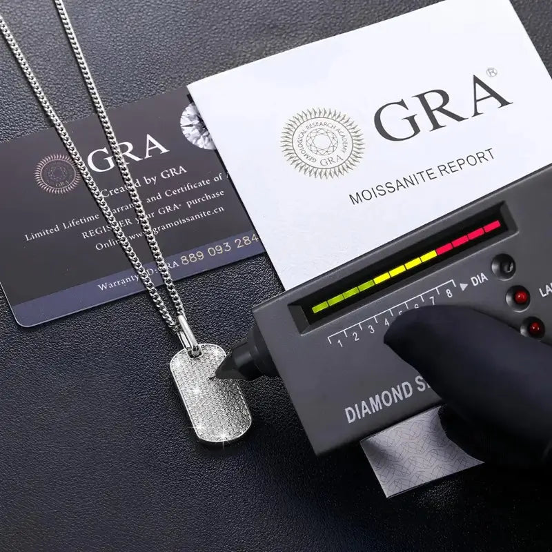 Premium quality moissanite dog tag pendant