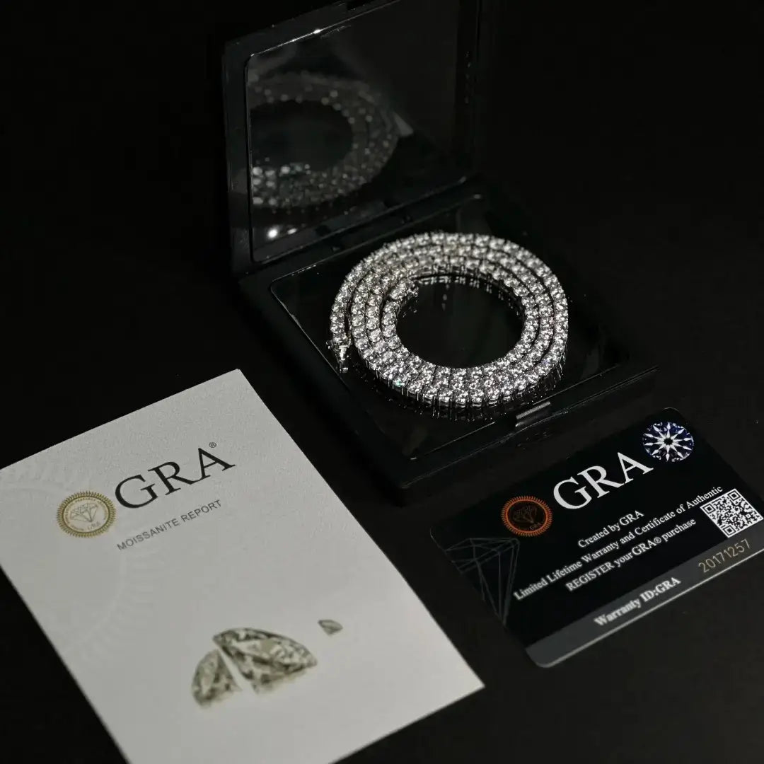 Collection of unisex moissanite silver chain necklaces