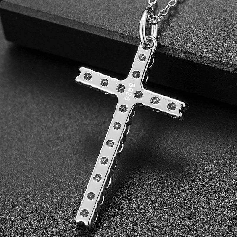 Moissanite Silver Cross Pendant