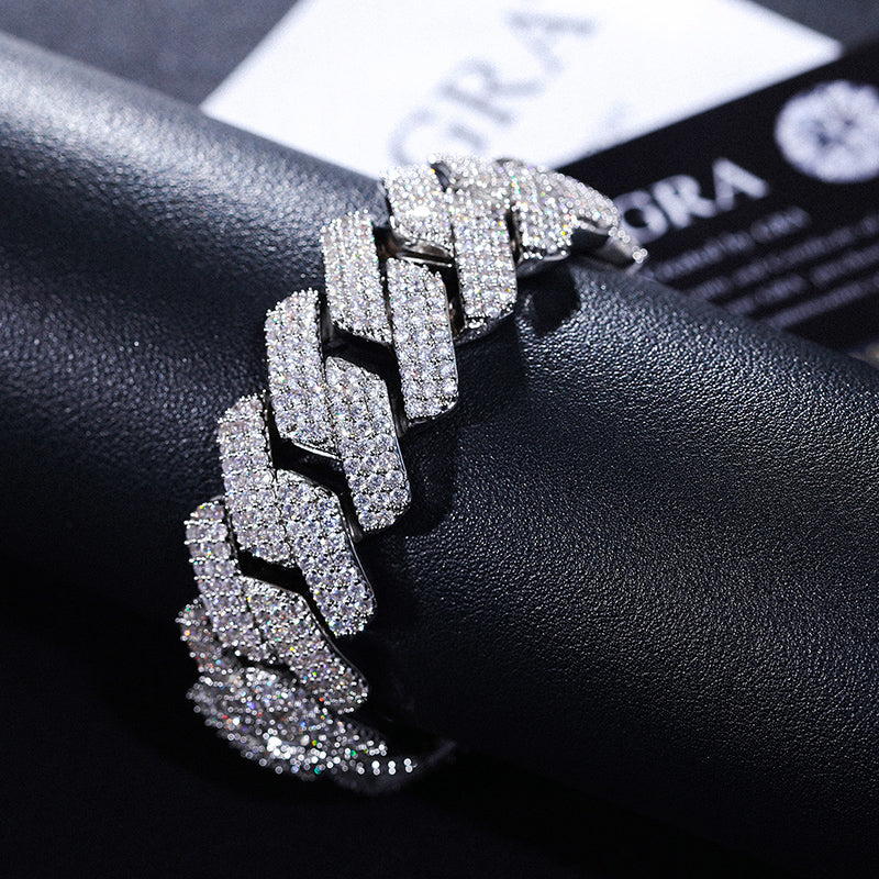 10 MM Cuban Link Bracelet - Dual Row D VVS Moissanite / Custom Order