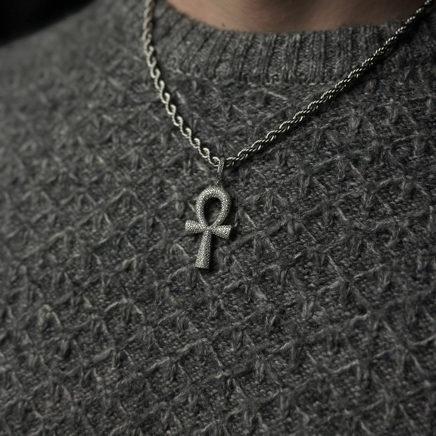 Moissanite Ankh Cross Pendant