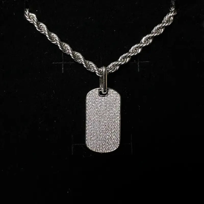 Moissanite dog tag pendant