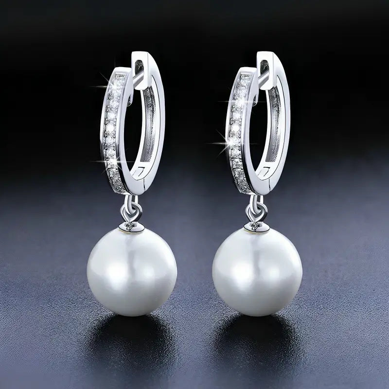 Moissanite pearl drop earrings