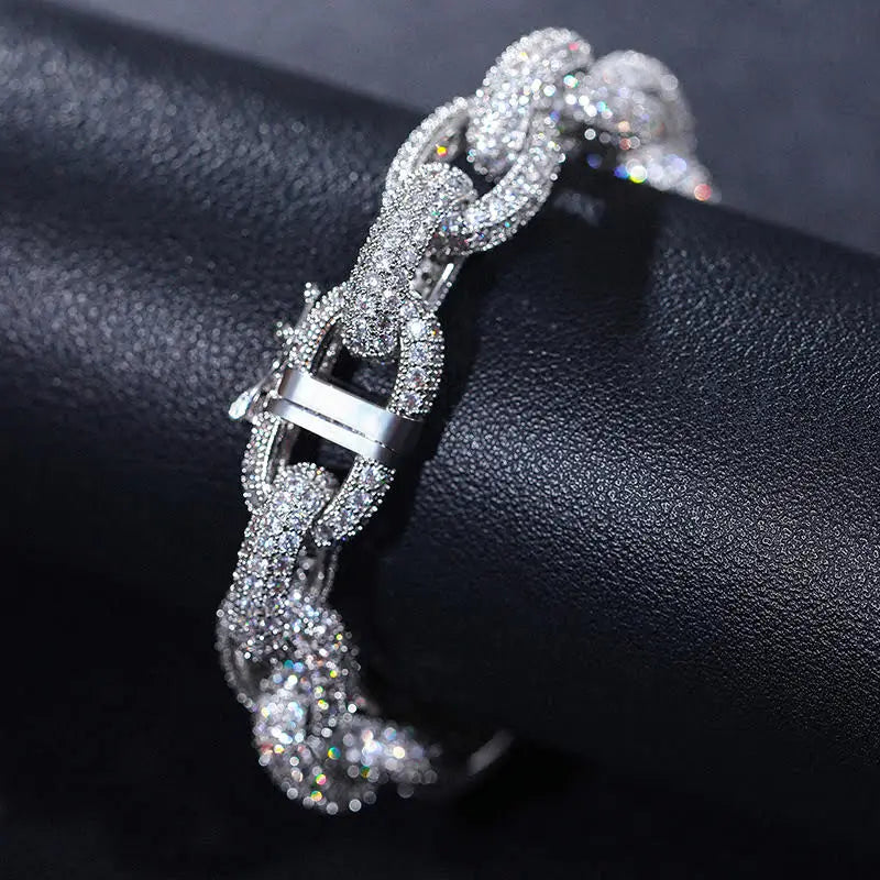 Moissanite silver anchor bracelet