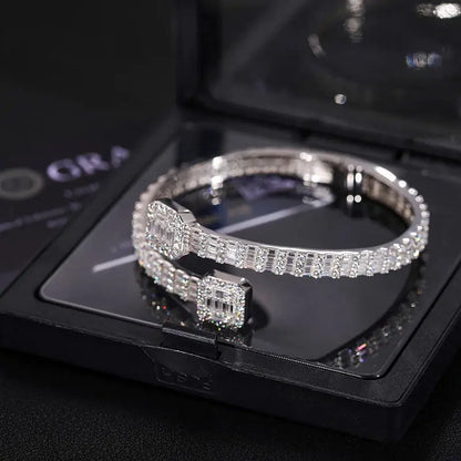 Moissanite silver couples bracelet