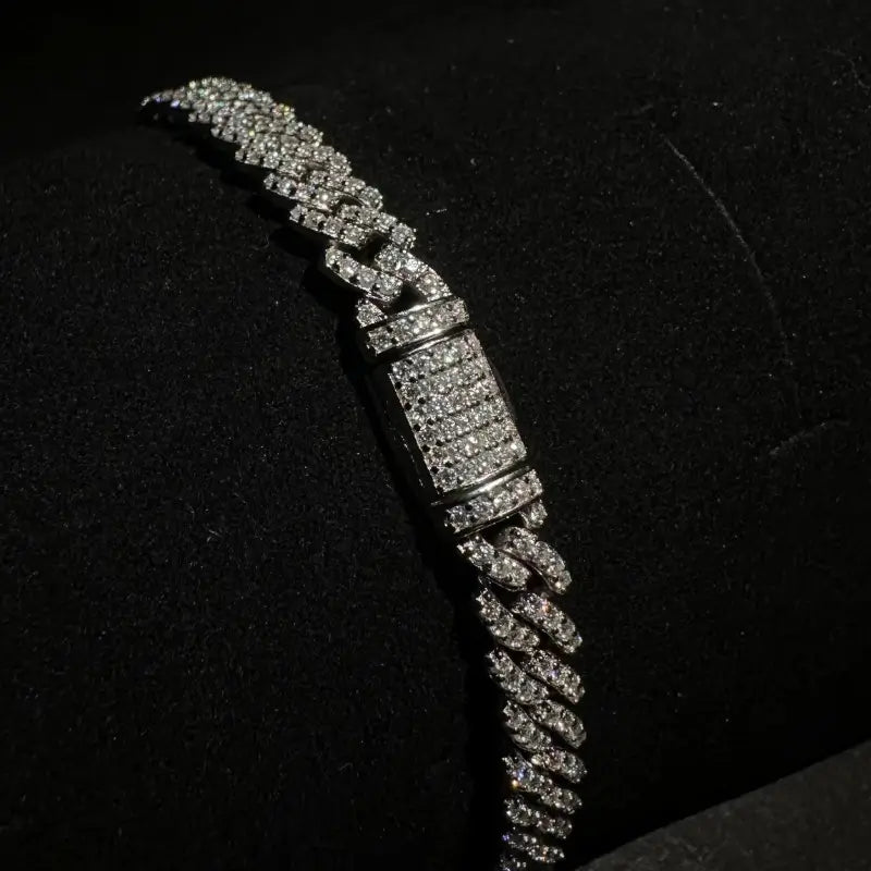 Moissanite silver cuban link bracelet 6mm