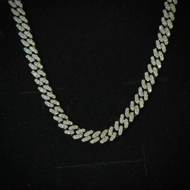 Moissanite silver cuban link chain 6mm