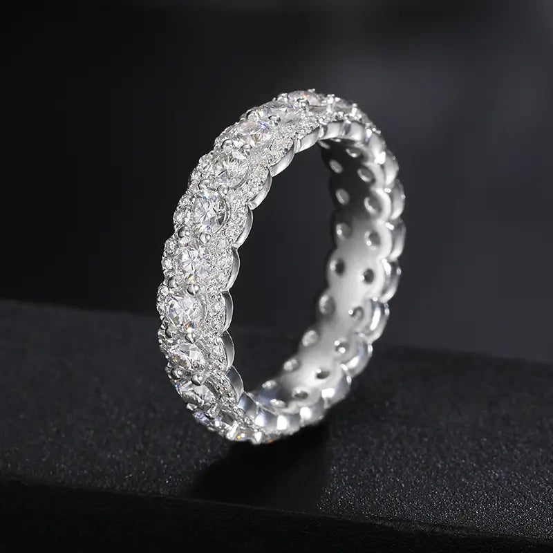 Moissanite silver eternity ring