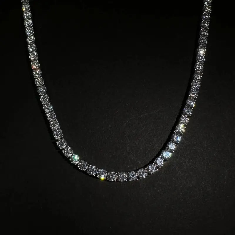 Moissanite silver tennis chain necklace