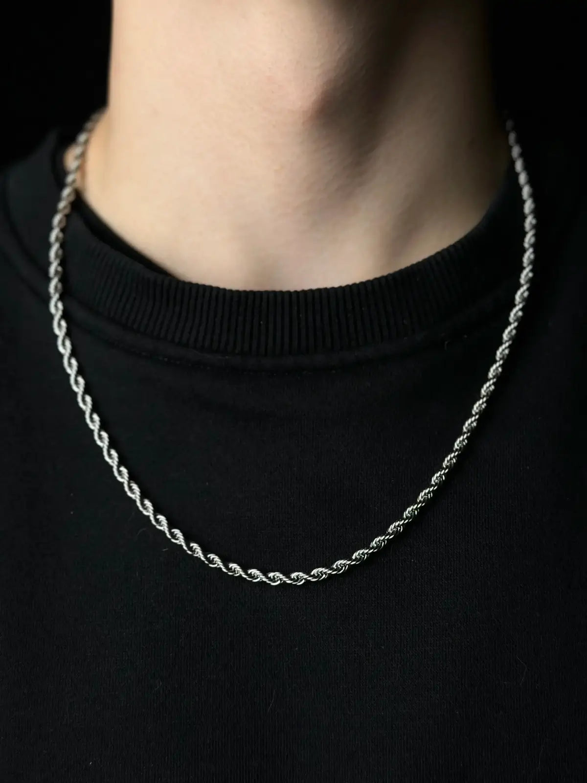 Unisex moissanite silver rope chain jewelry